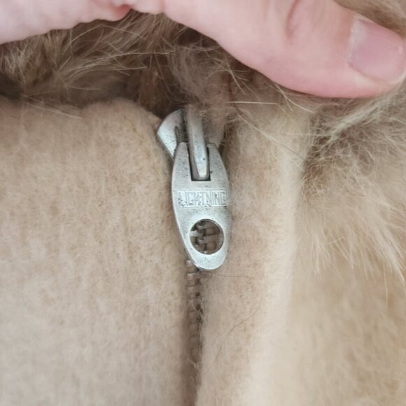 Vintage Hudson's Bay Cream Wool Hooded Coat Fur Trim Winter L - Picture 5 of 10